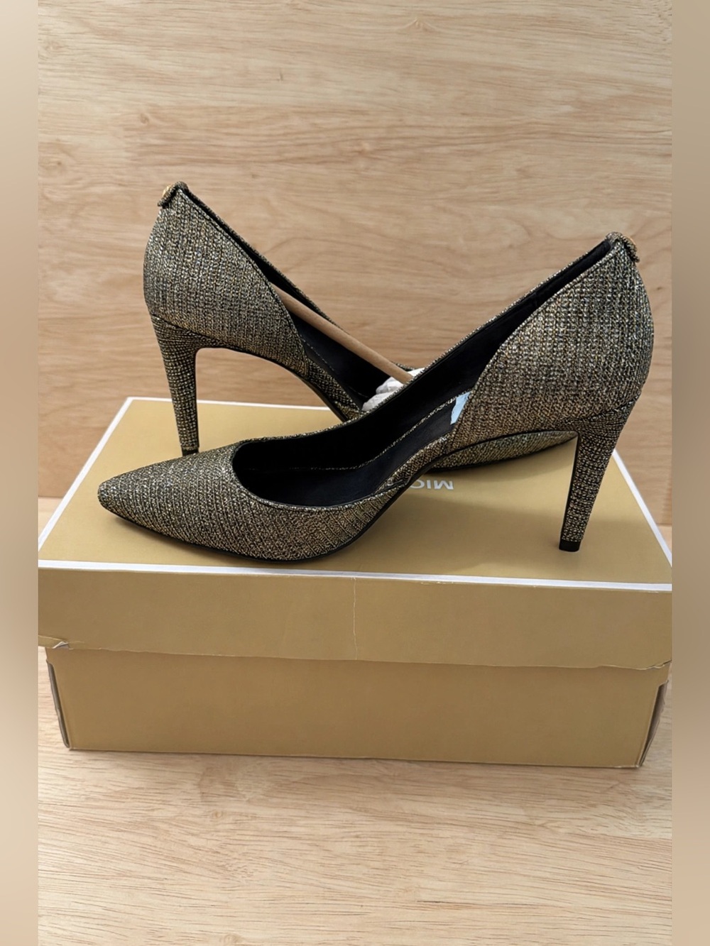 Michael Kors Gold Tweed Pointed-Toe Stiletto Pumps